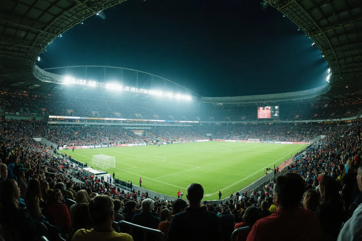 足球赛场与灯光